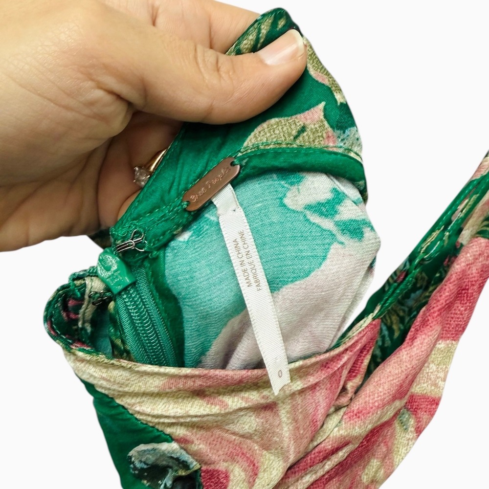 Free People Green Floral Print Wide Leg Jumpsuit Spaghetti Strap Backless Size 0 - Picture 7 of 7
